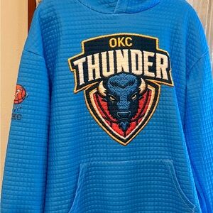 OKC Thunder Blue Quilted Hoodie with Embroidered Logo